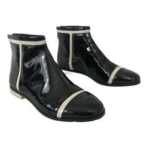 Calvin Klein Womens Size 7 Black White Cari Colorblock Patent Bootie